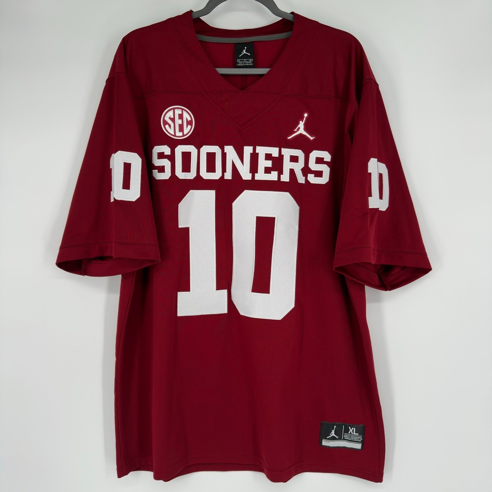 Jordan Oklahoma Sooners Moneyline #10 SEC Football Jersey Mens XL John Mateer